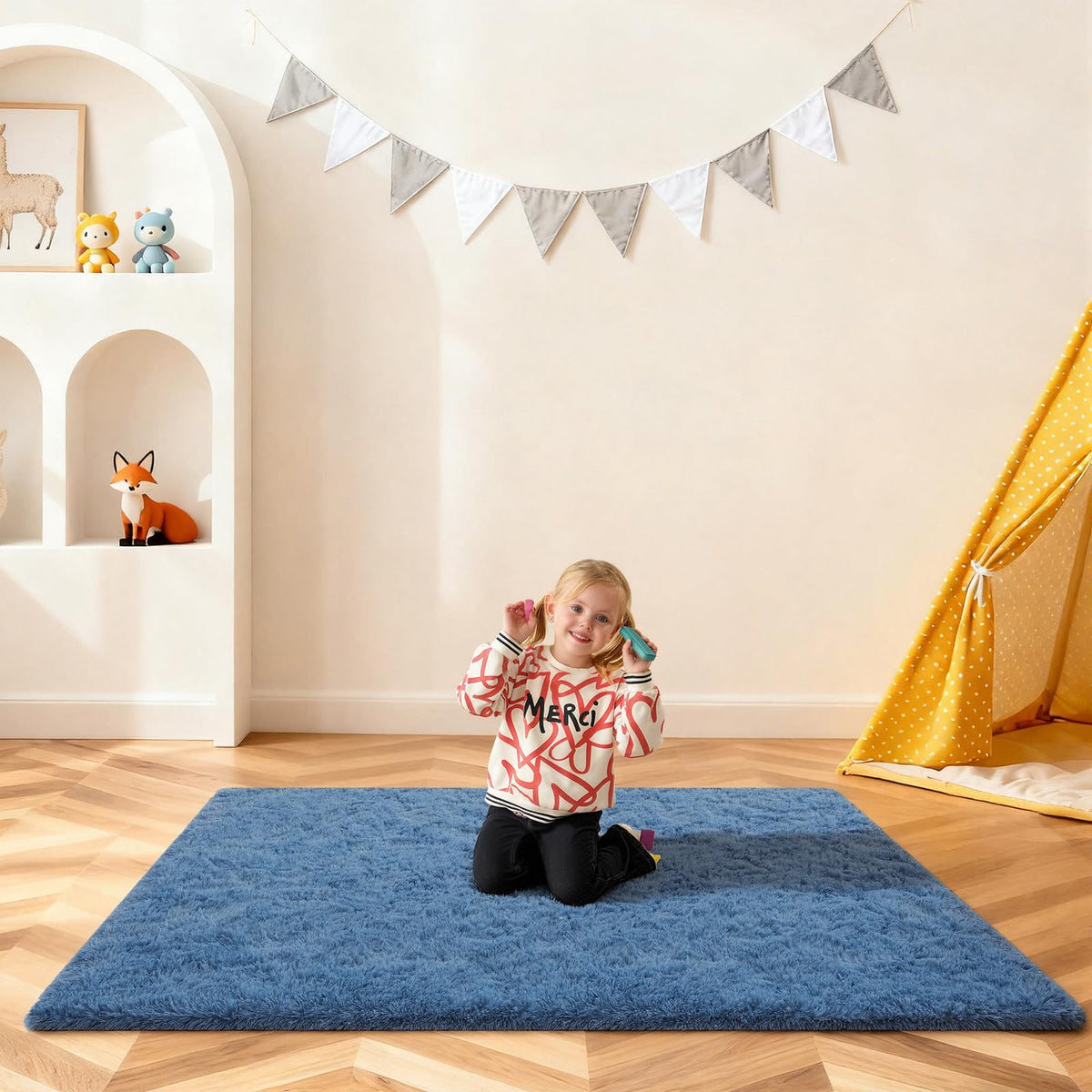 5x7 Large Fluffy Area Rugs for Living Room Bedroom, Light Tan