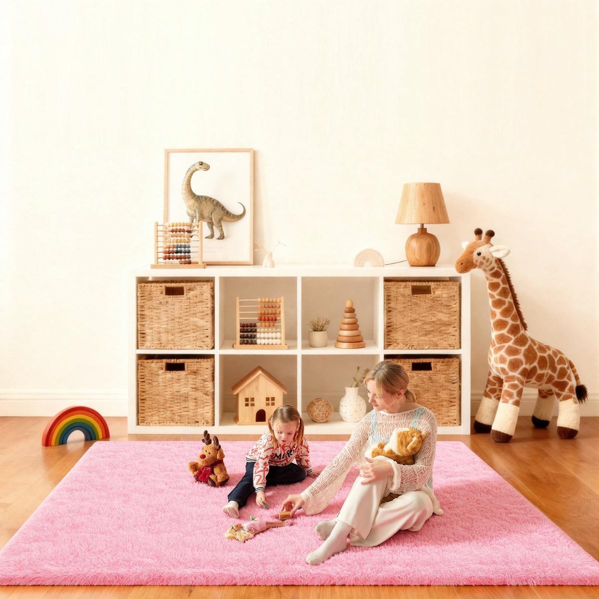5x7 Large Fluffy Area Rugs for Living Room Bedroom, Light Tan
