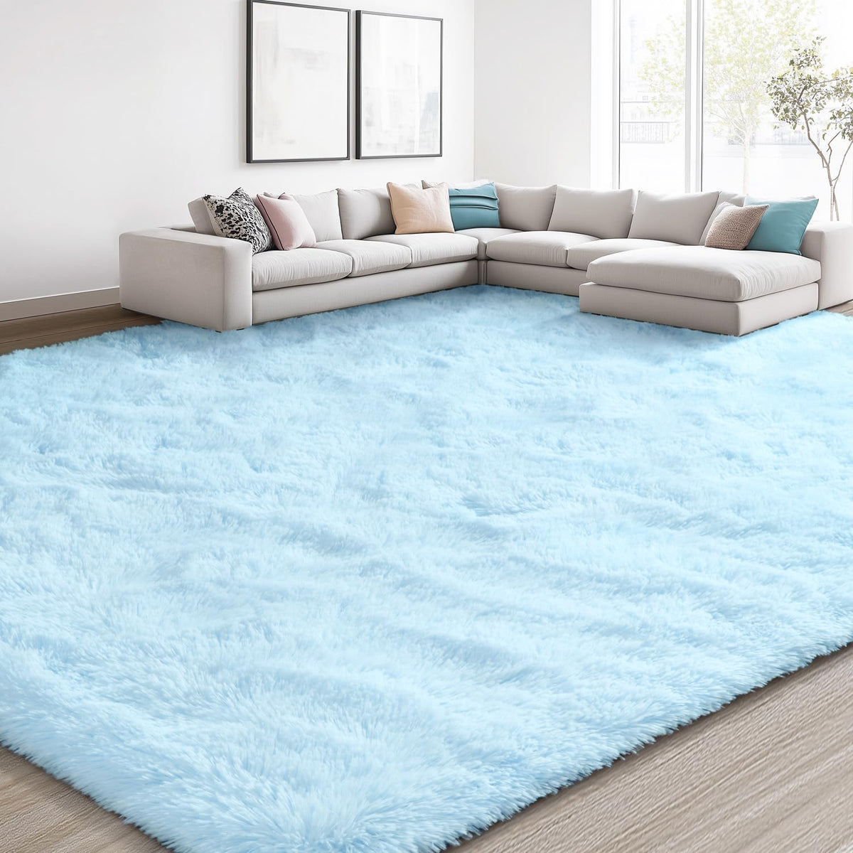 EVOIONOS Pink Round Rug for Bedroom, 4x4 Ft Fluffy Soft Circle Area Rugs for Living Room, Plush Shaggy Circular Carpet for Indoor Floor Bedside Girls Nursery, Machine-Washable Home Decor Aesthetic