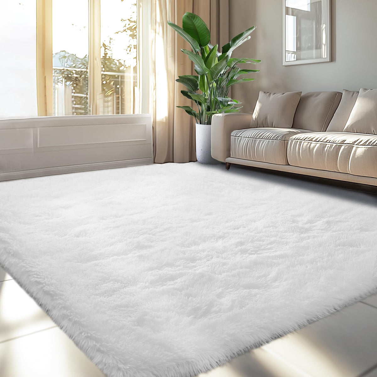 Topmaxcs Fluffy 8x10 Area Rug for Living Room – Grey Shag Plush Rugs