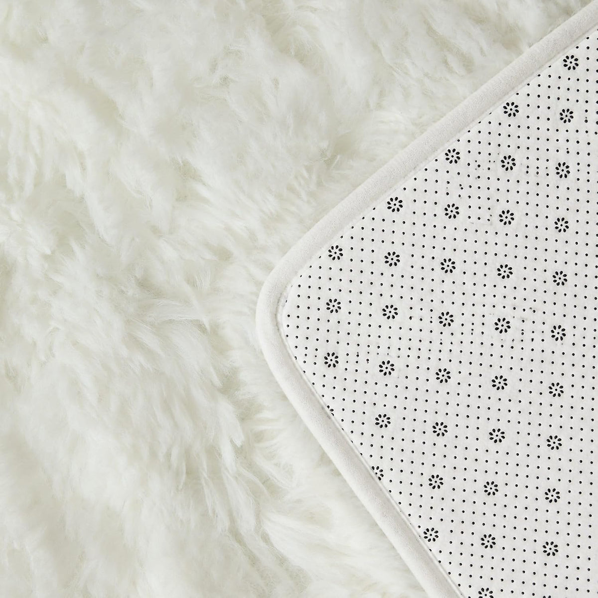 8x10 Ft Cream White Fluffy Area Rug for Living Room, Washable
