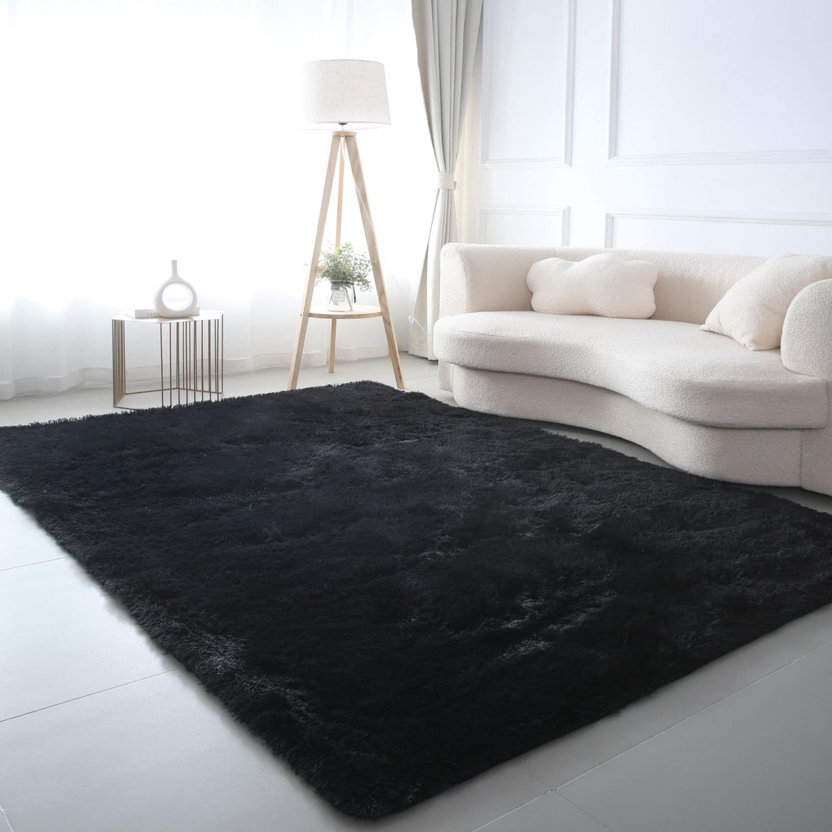 CAIYUECS White Fluffy Bedroom Rug 5x7 – Ultra Soft Shag Dorm Decor