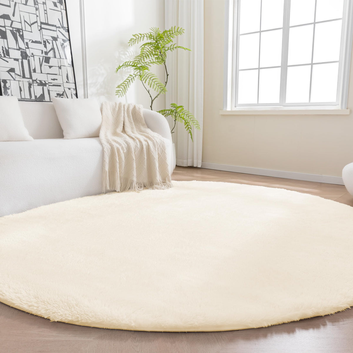 Amazon Basics Fluffy Washable Area Rug, Shaggy Carpet for Living Room, Bedroom, 5' W × 7' L, Pink