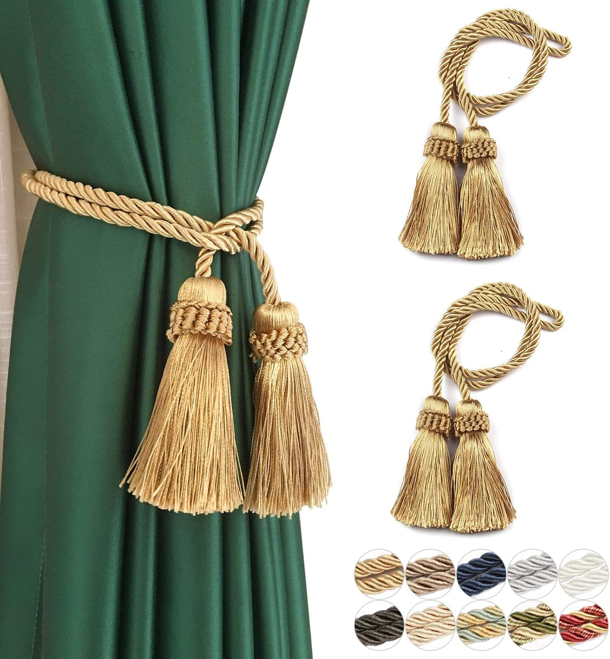Curtain Tiebacks Handmade Curtain Holdbacks Rope with Tassel