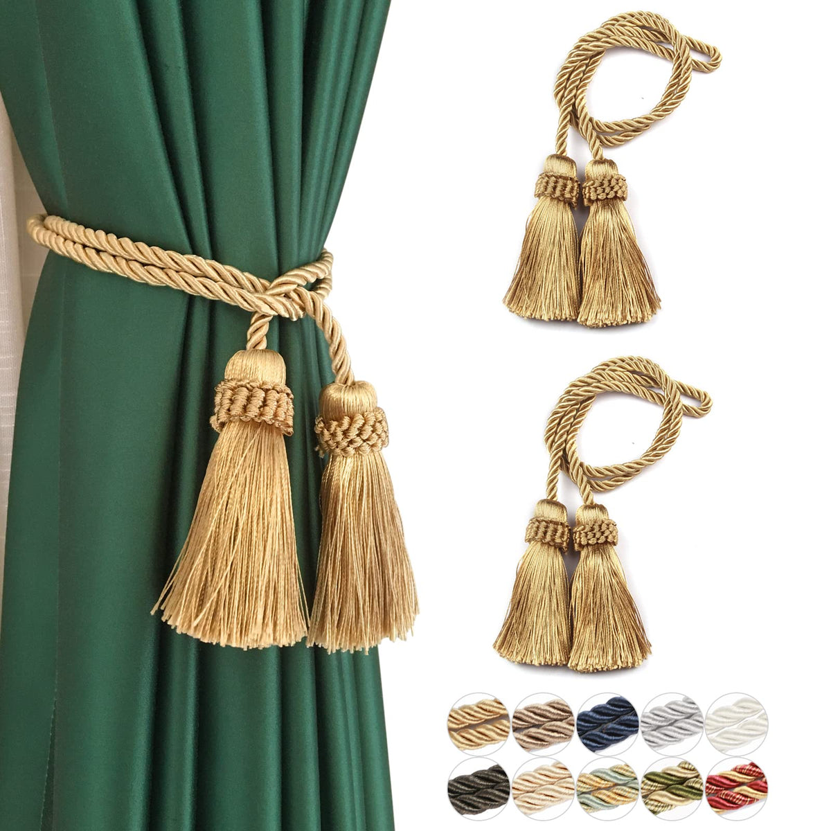 Curtain Tiebacks Handmade Curtain Holdbacks Rope with Tassel