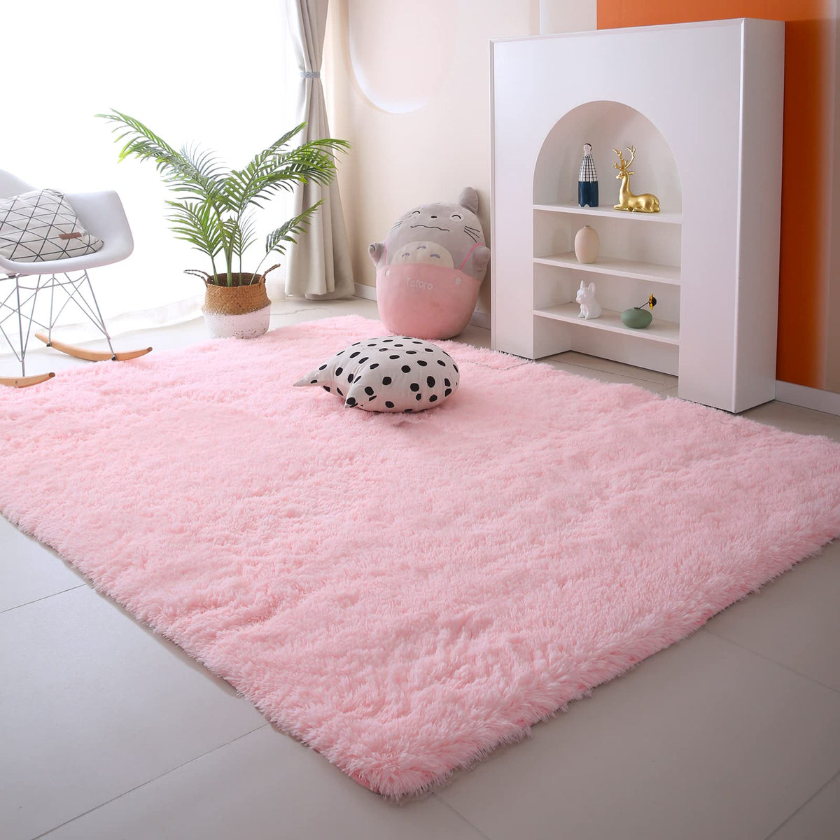 CAIYUECS White Fluffy Bedroom Rug 5x7 – Ultra Soft Shag Dorm Decor
