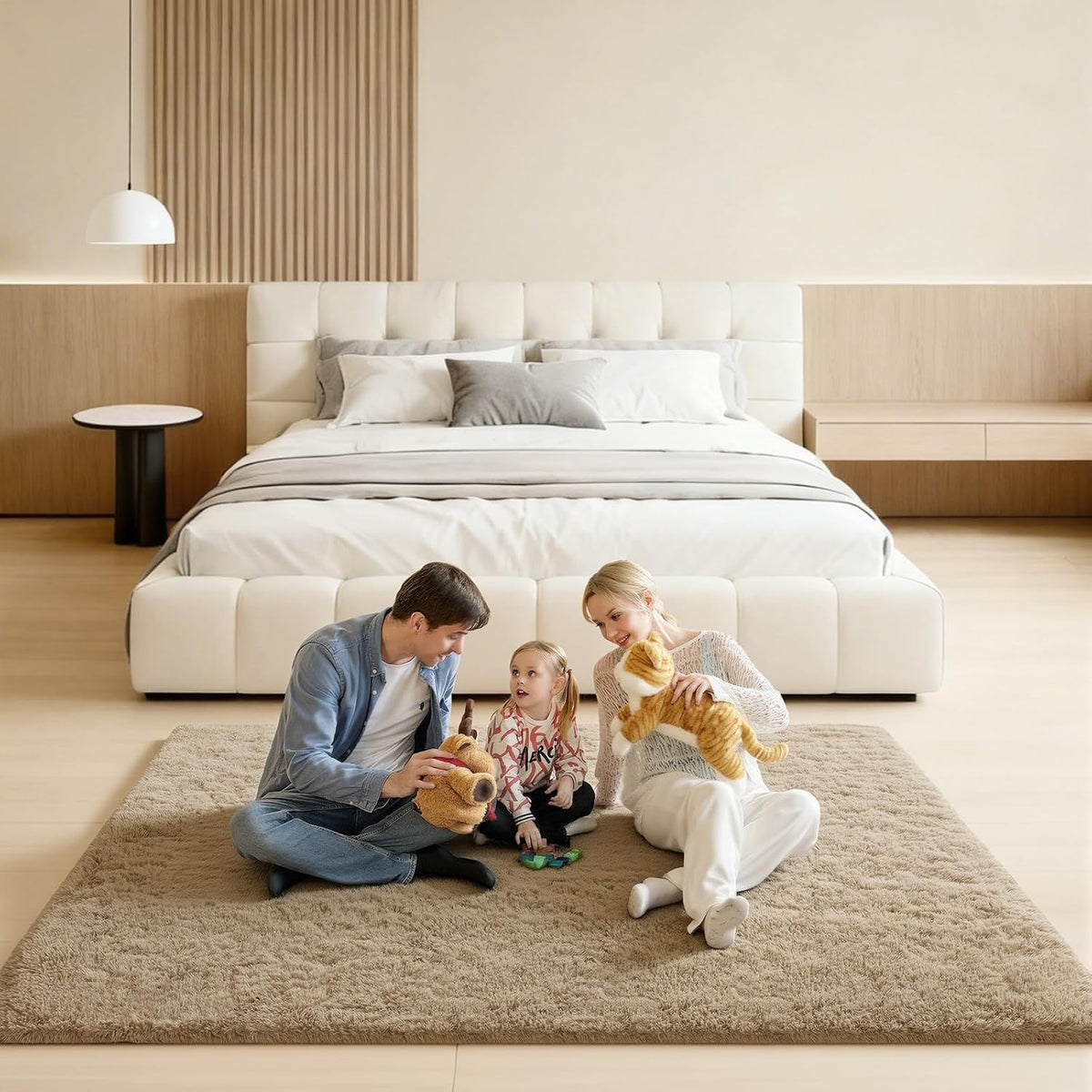 5x7 Large Fluffy Area Rugs for Living Room Bedroom, Light Tan