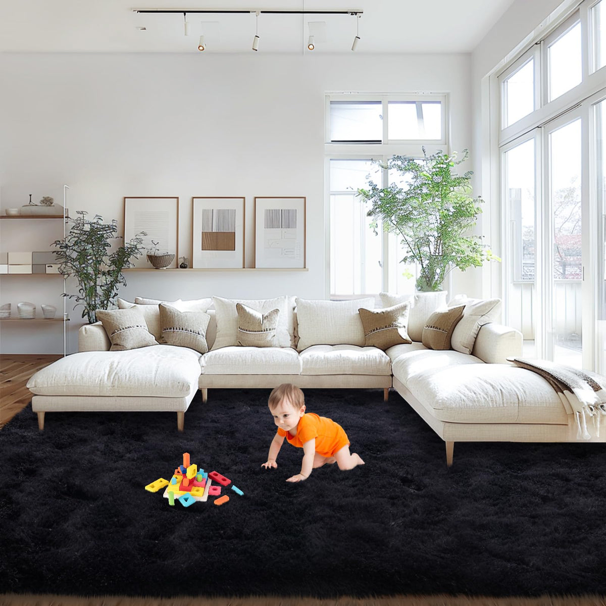 Mugorn 8x10 Area Rugs for Living Room, Large Fluffy Cream White Rugs