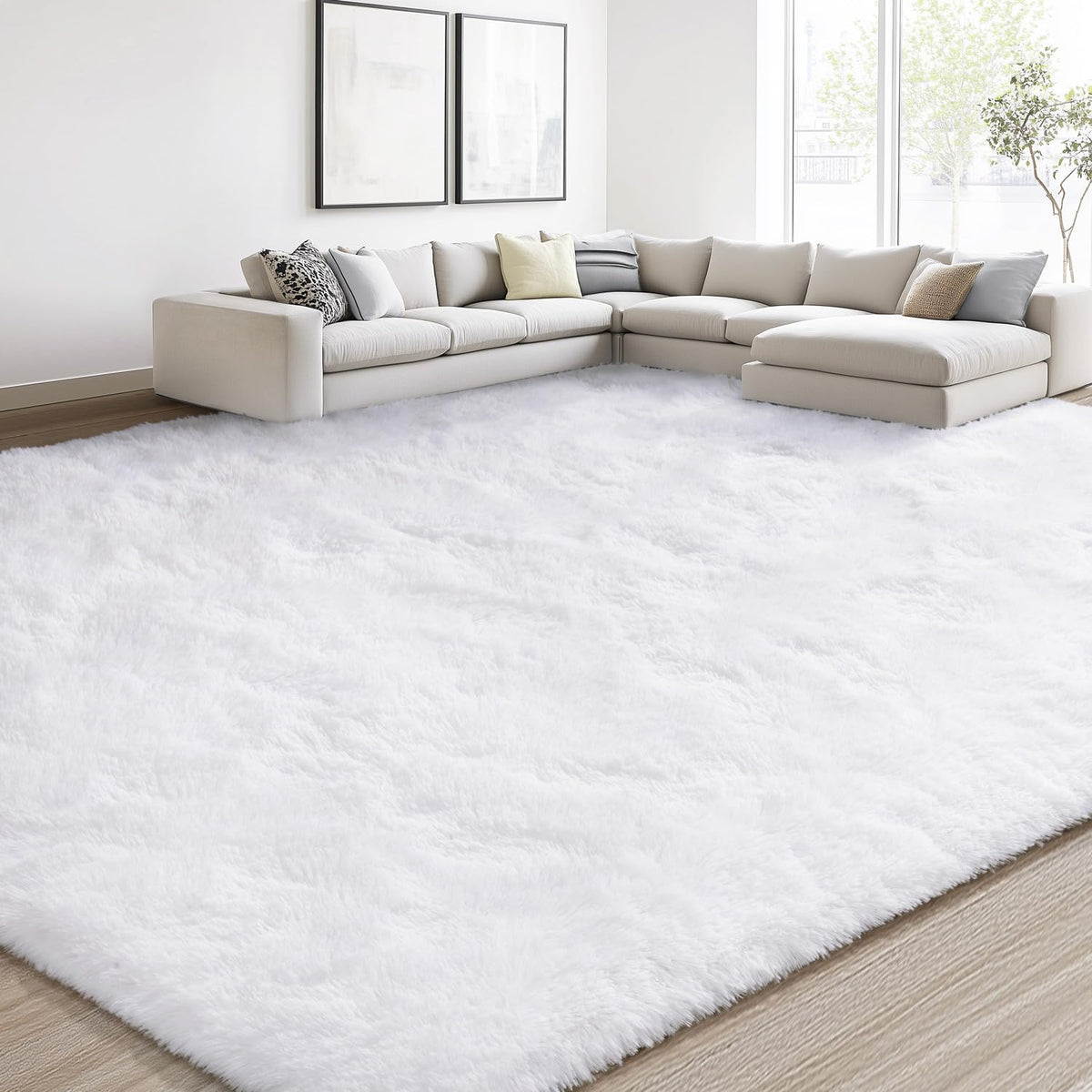 EVOIONOS Pink Round Rug for Bedroom, 4x4 Ft Fluffy Soft Circle Area Rugs for Living Room, Plush Shaggy Circular Carpet for Indoor Floor Bedside Girls Nursery, Machine-Washable Home Decor Aesthetic
