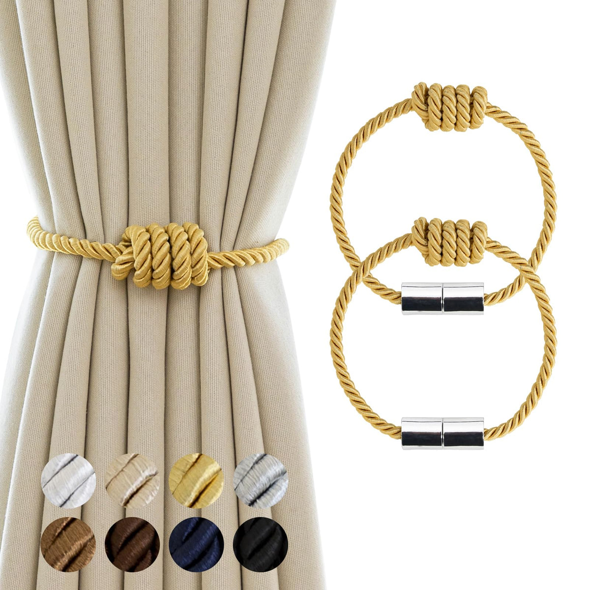Curtain Tiebacks Magnetic Decorative Rope Tie Backs Holdbacks Contoeey