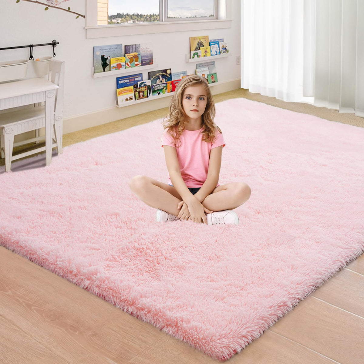 Grey Shag Rug for Living Room 6x9 - Soft Fluffy Plush Area Carpet