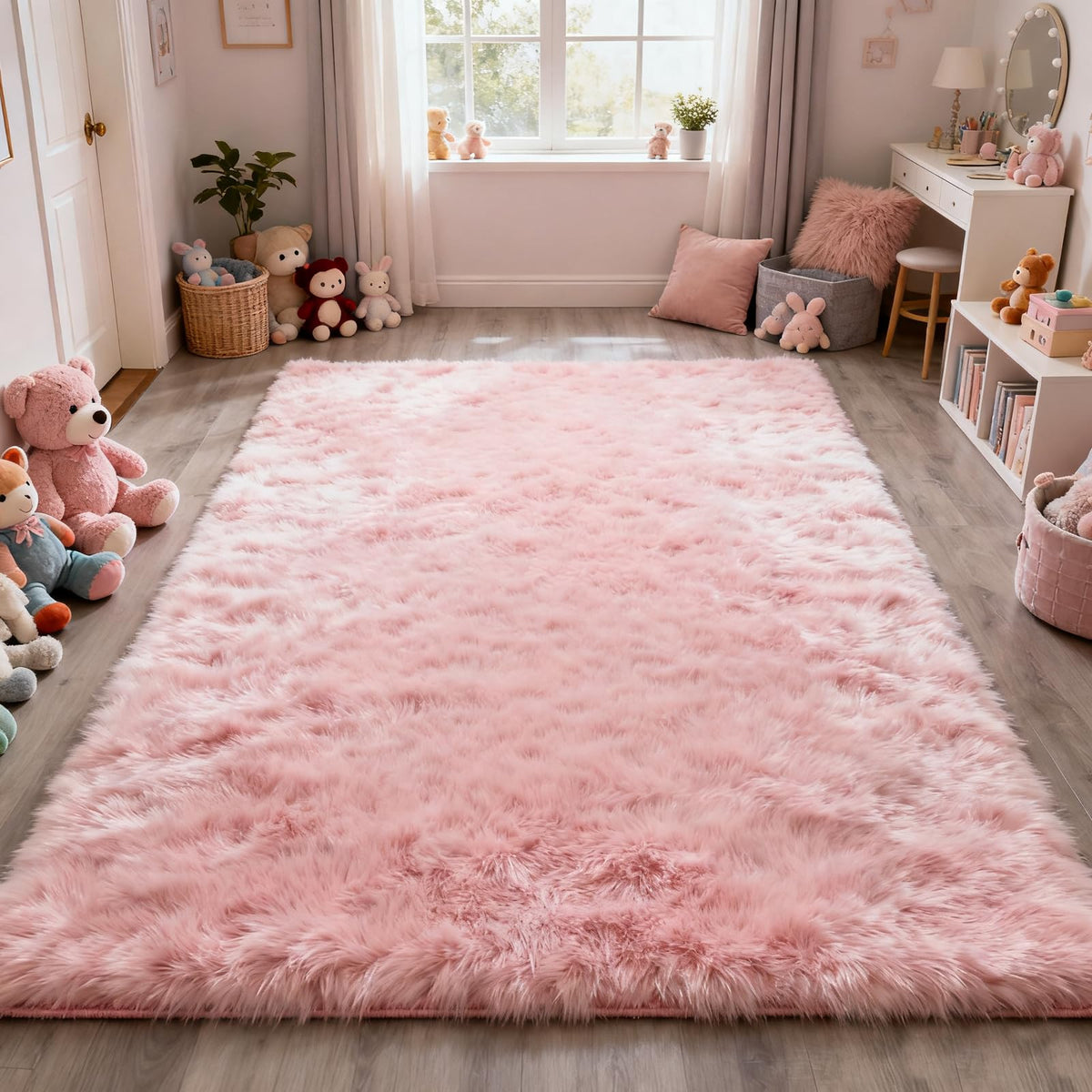 8x10 ft Area Rugs for Living Room Bedroom, Beige Tie-dye Non-Slip Soft Fluffy Shag Carpet, Large Bedside Indoor Floor Area Rug for Kids Girls and Boys, Dorms, Nursery Rooms, Home Decor Aesthetic