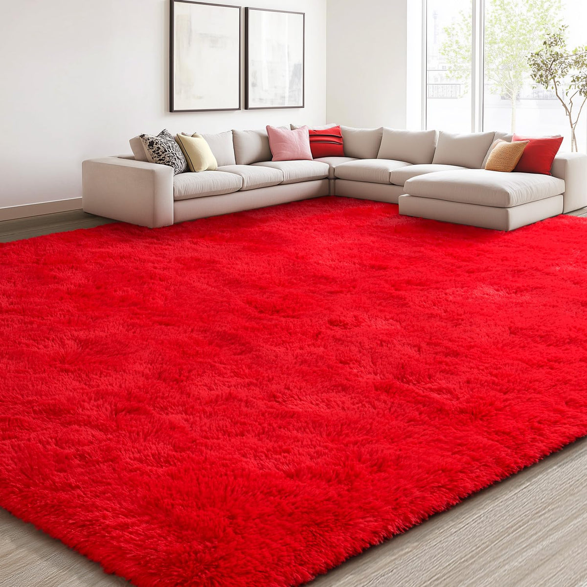 EVOIONOS Pink Round Rug for Bedroom, 4x4 Ft Fluffy Soft Circle Area Rugs for Living Room, Plush Shaggy Circular Carpet for Indoor Floor Bedside Girls Nursery, Machine-Washable Home Decor Aesthetic