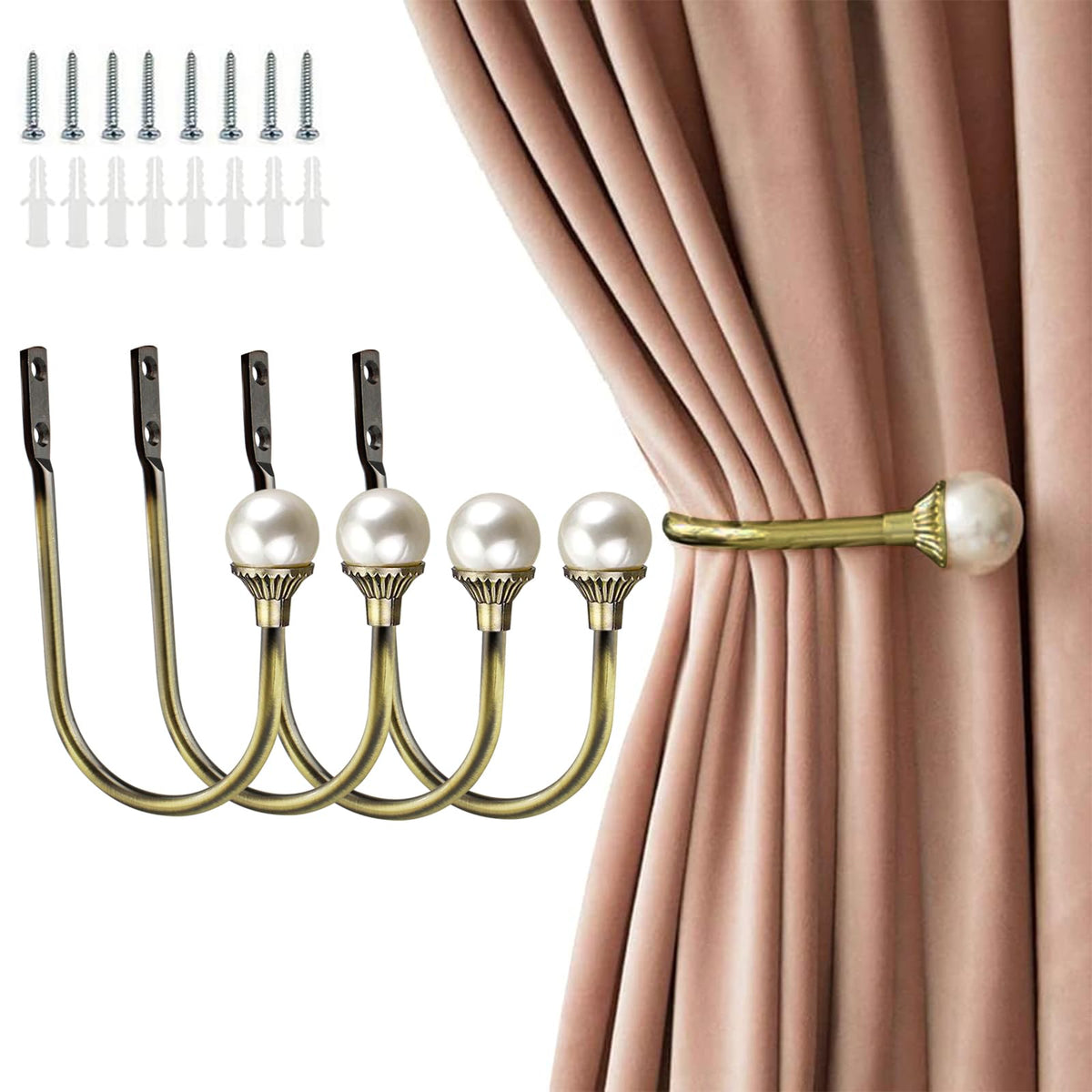 COCIVIVRE 2 Pack Curtain Holdbacks Wall Mounted Curtain Tiebacks Hooks