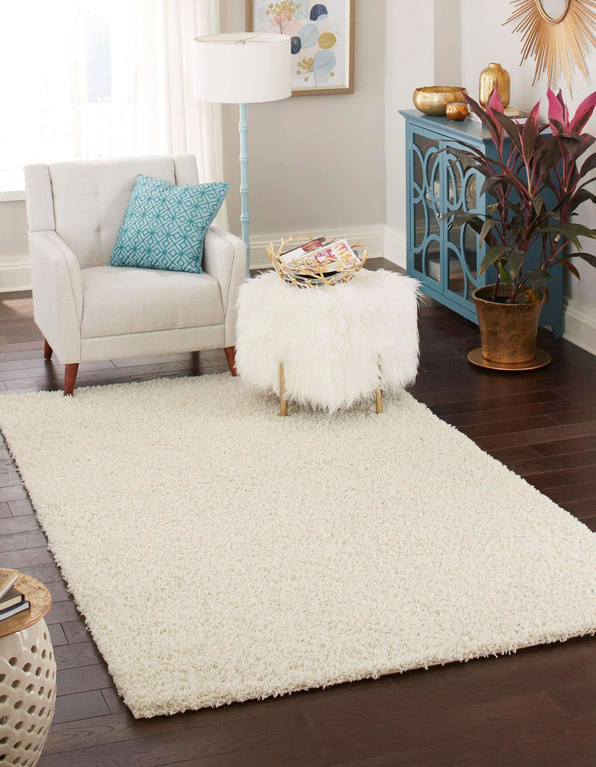 Unique Loom Solid Shag Collection Area Rug (8' x 10' Rectangle, Sandy Brown)