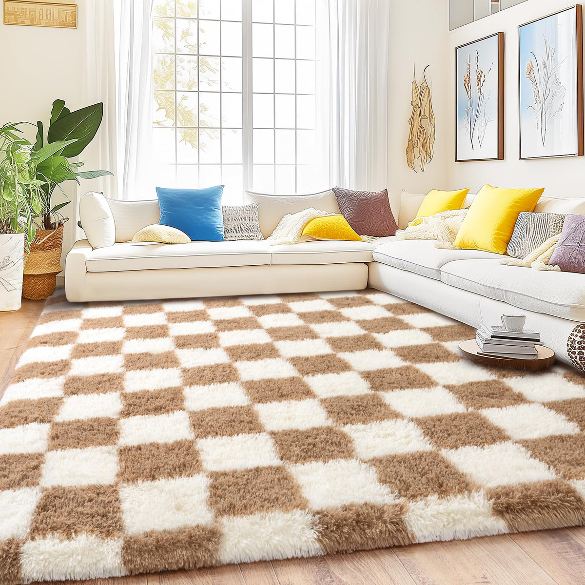 8x10 Area Rugs for Living Room, Large Ultra Fluffy Fuzzy Shag Rug for Bedroom, Modern Plush Soft High Pile Upgrade Non-Slip Carpet for Kids Girls and Boys Room Decor, Tie-Dyed Blue Grey