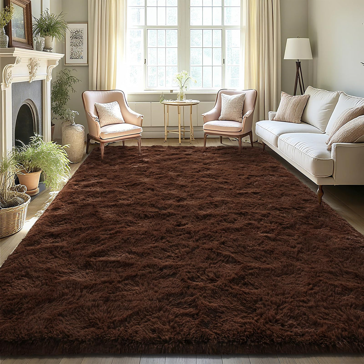 LOCHAS Area Rugs Fluffy Living Room Carpets for Kids Bedroom 6x9, Cream