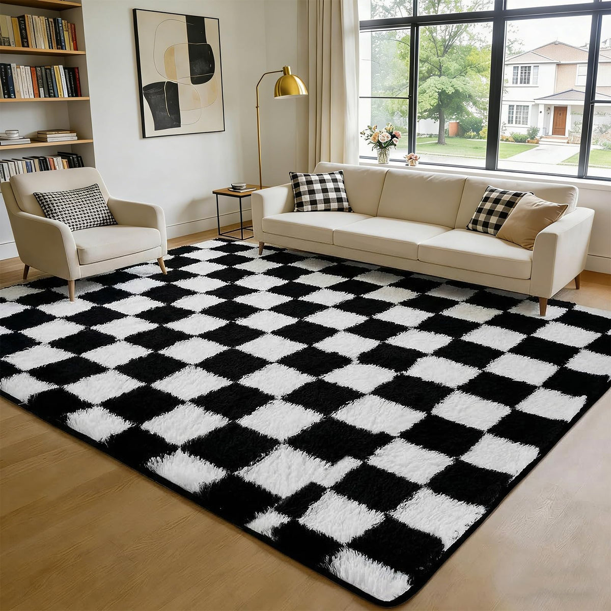 ThreadGlobe Premium Shag Area Rug 8'x10', Beige Ultra Plush Rugs for Living Room, Non-Slip Carpet for Bedroom & Nursery Rooms, Smooth Touch Luxurious Floor Decor, Beige, 8x10 Ft