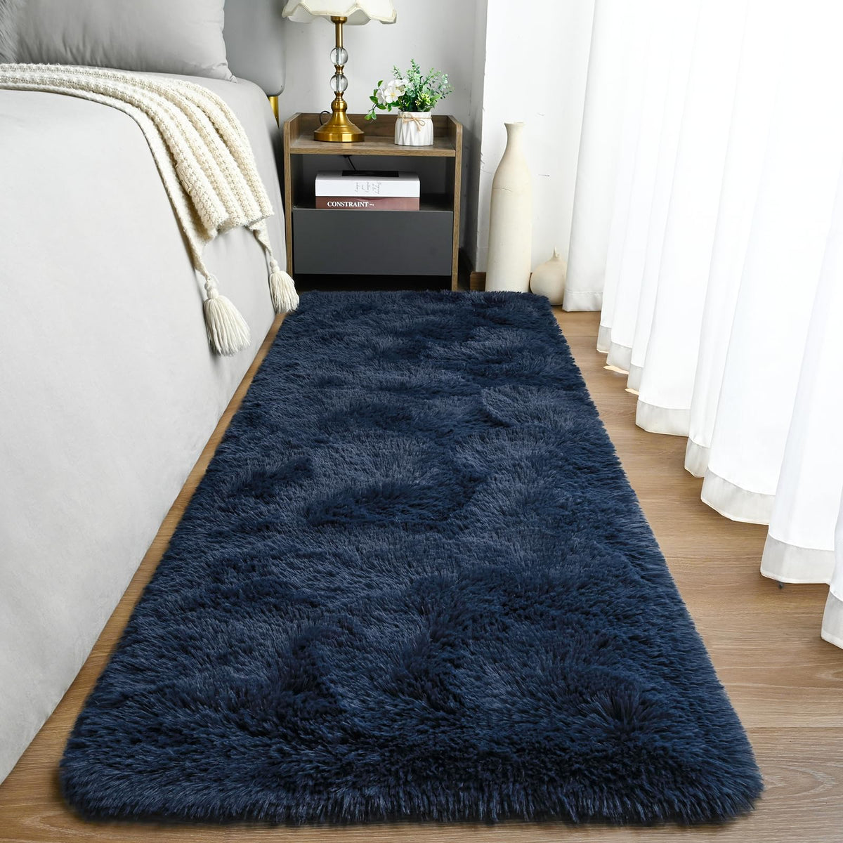 Goideal Fluffy Rug for Bedroom Living Room, 6x9 Olive Green Area Rugs, Faux Fur Shag Modern Carpet Ultra Soft Girls Boys Room Home Decor, Solid