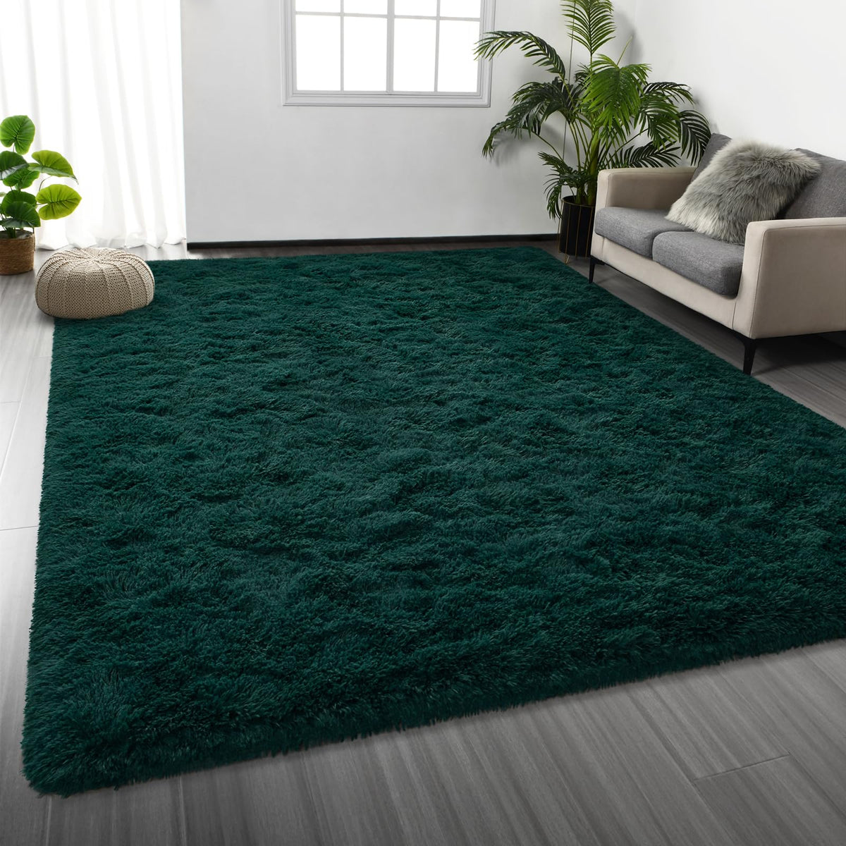 Deerhoo Large Shag Area Rugs 6 x 9, Tie-Dyed Plush Fuzzy Rugs, Dark Grey