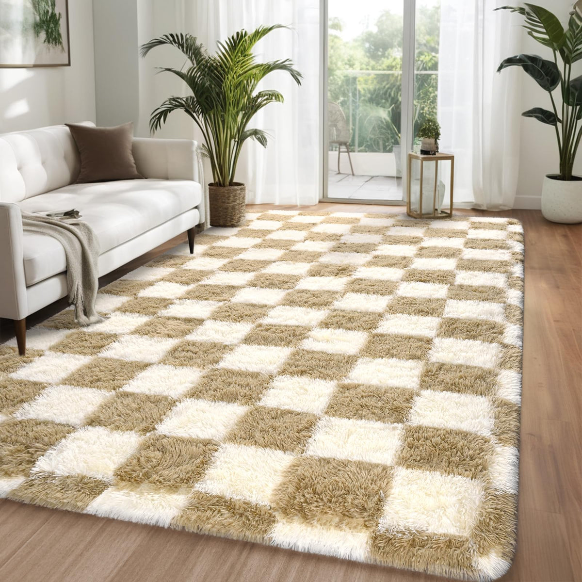 Nuttumico Burgundy Fluffy Shag Area Rug for Living Room Bedroom, 6x9 Feet Ultra Soft Indoor Modern Plush Fuzzy Rug, Thickened Carpet for Kids Playroom, High Pile, Non Slipping