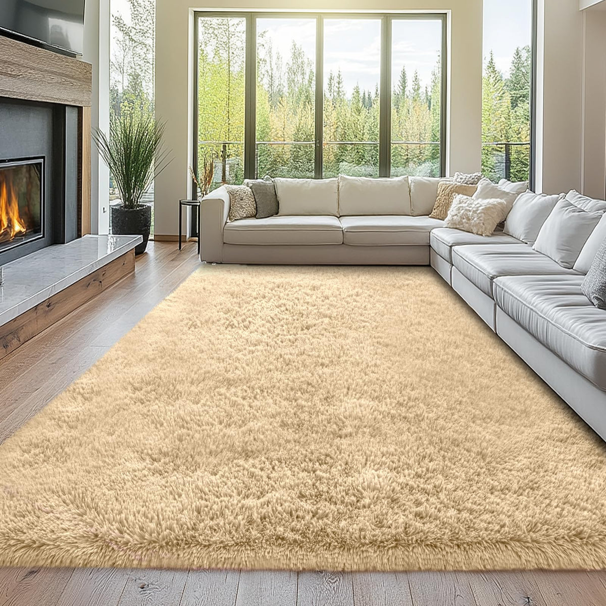 Topmaxcs Fluffy 8x10 Area Rug for Living Room – Grey Shag Plush Rugs
