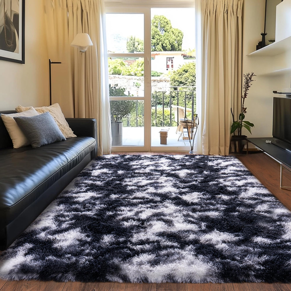 8x10 Area Rugs for Living Room, Ultra Soft Large Shag Black Bedroom Rug Upgrade Non-Slip Plush Modern Fluffy Carpet for Kids Boys Girls Room Home Decor Aesthetic