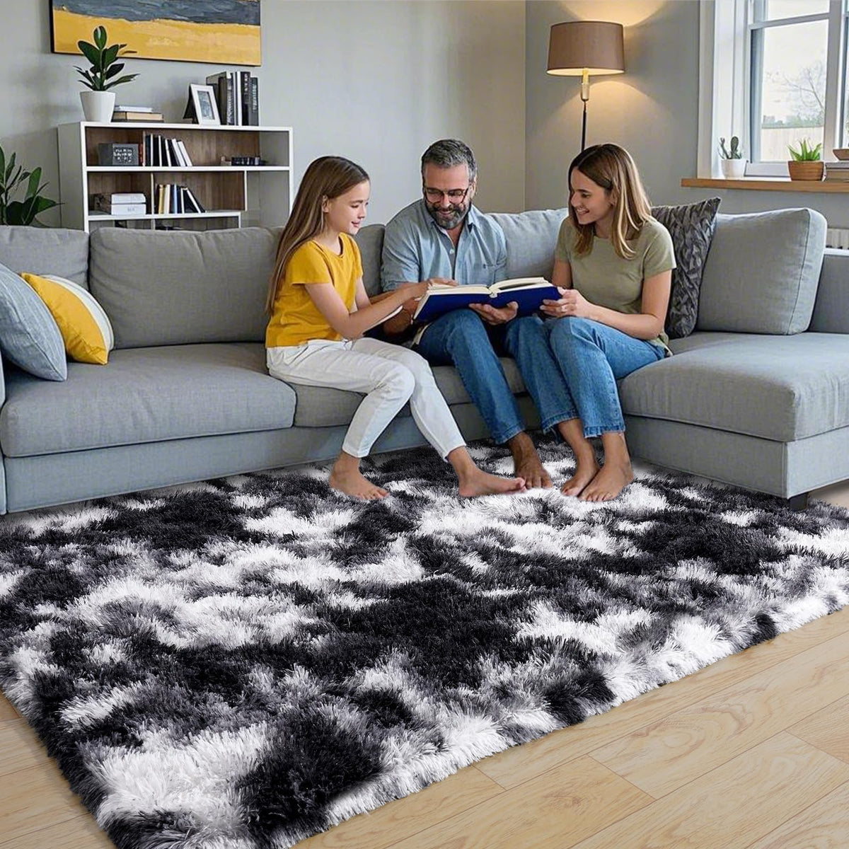Pionblank 8x10 Rug for Living Room, Fluffy Large Area Rug, Cream White