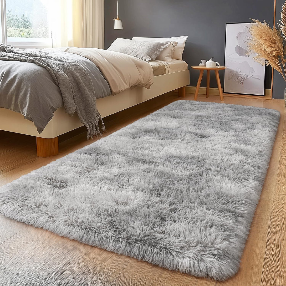 Large Living Room Area Rug 9x12Ft Shaggy Carpet Fuzzy Carpet Tie Dye Camel