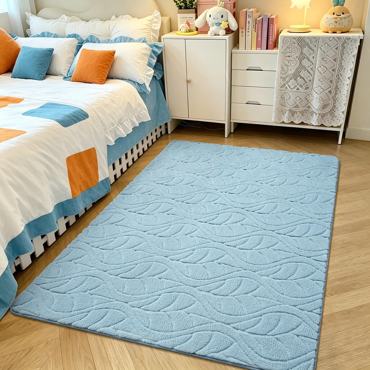 5x7 Black Fluffy Shag Area Rug for Living Room Bedroom