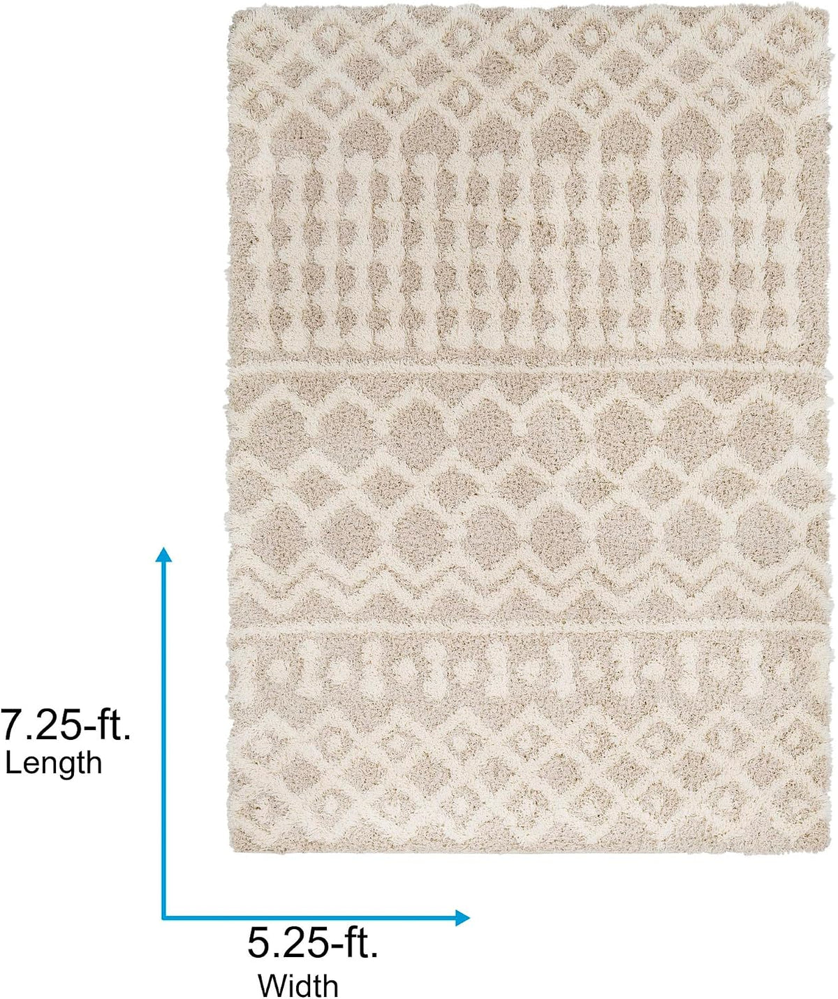 Livabliss Hapsburg Moroccan Shag Area Rug, 5'3" x 7'3", Beige