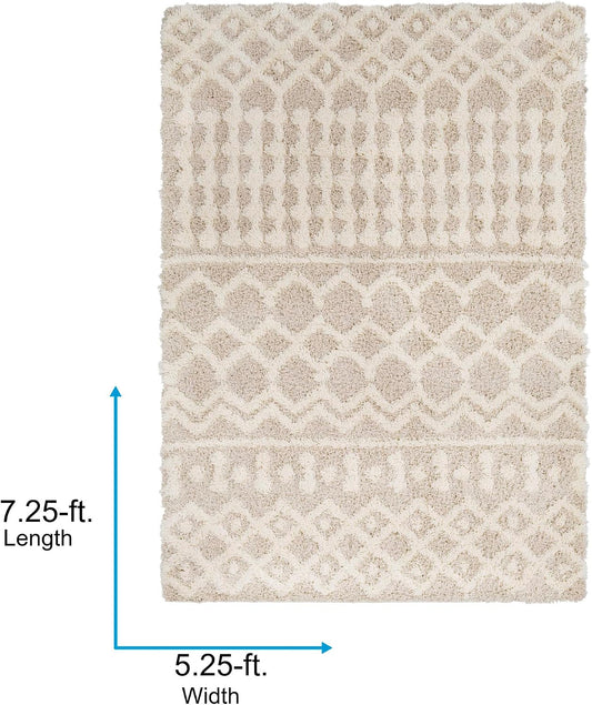 Livabliss Hapsburg Moroccan Shag Area Rug, 5'3" x 7'3", Beige