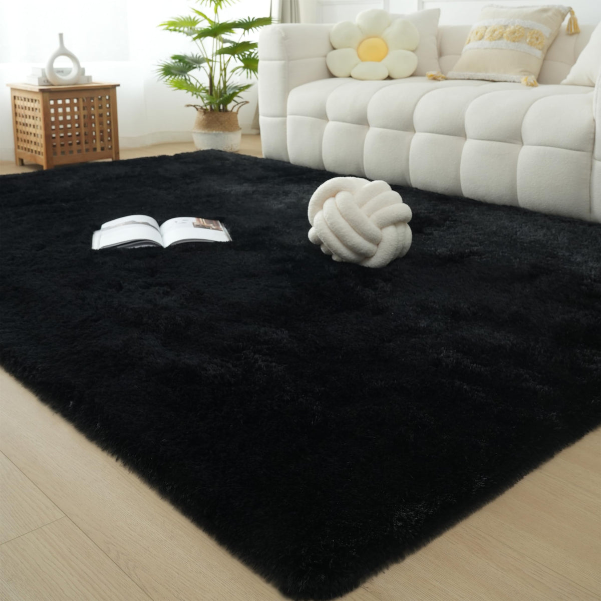 Grey Shag Rug for Living Room 6x9 - Soft Fluffy Plush Area Carpet