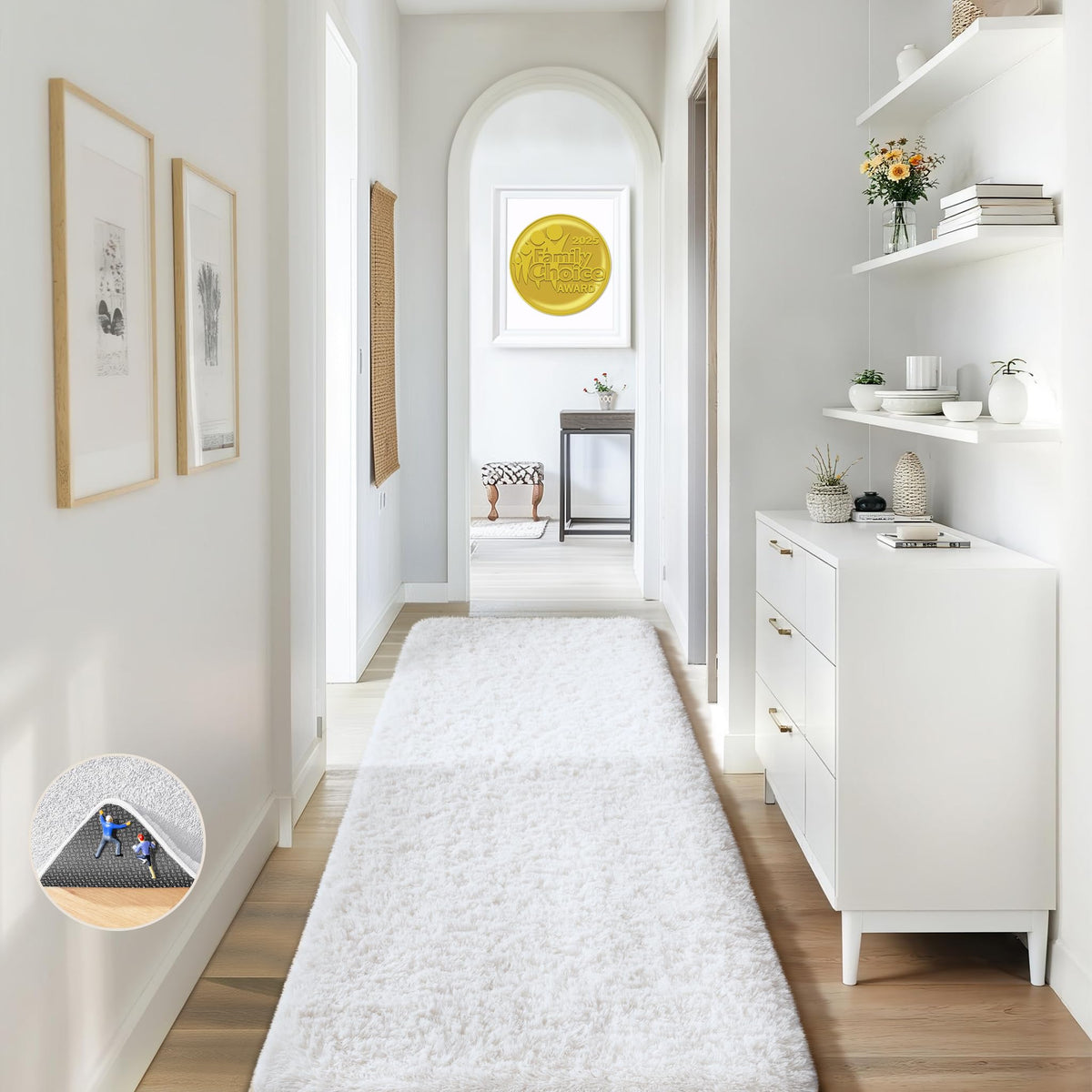 Ophanie 8x10 Area Rugs for Living Room, Washable Non-Slip Fluffy Soft Large Shag Bedroom Carpet, Ivory Big Indoor Nursery Rug, Carpets for Boy and Girls Room Dorm Decor with Over 99 pcs Pile fibers