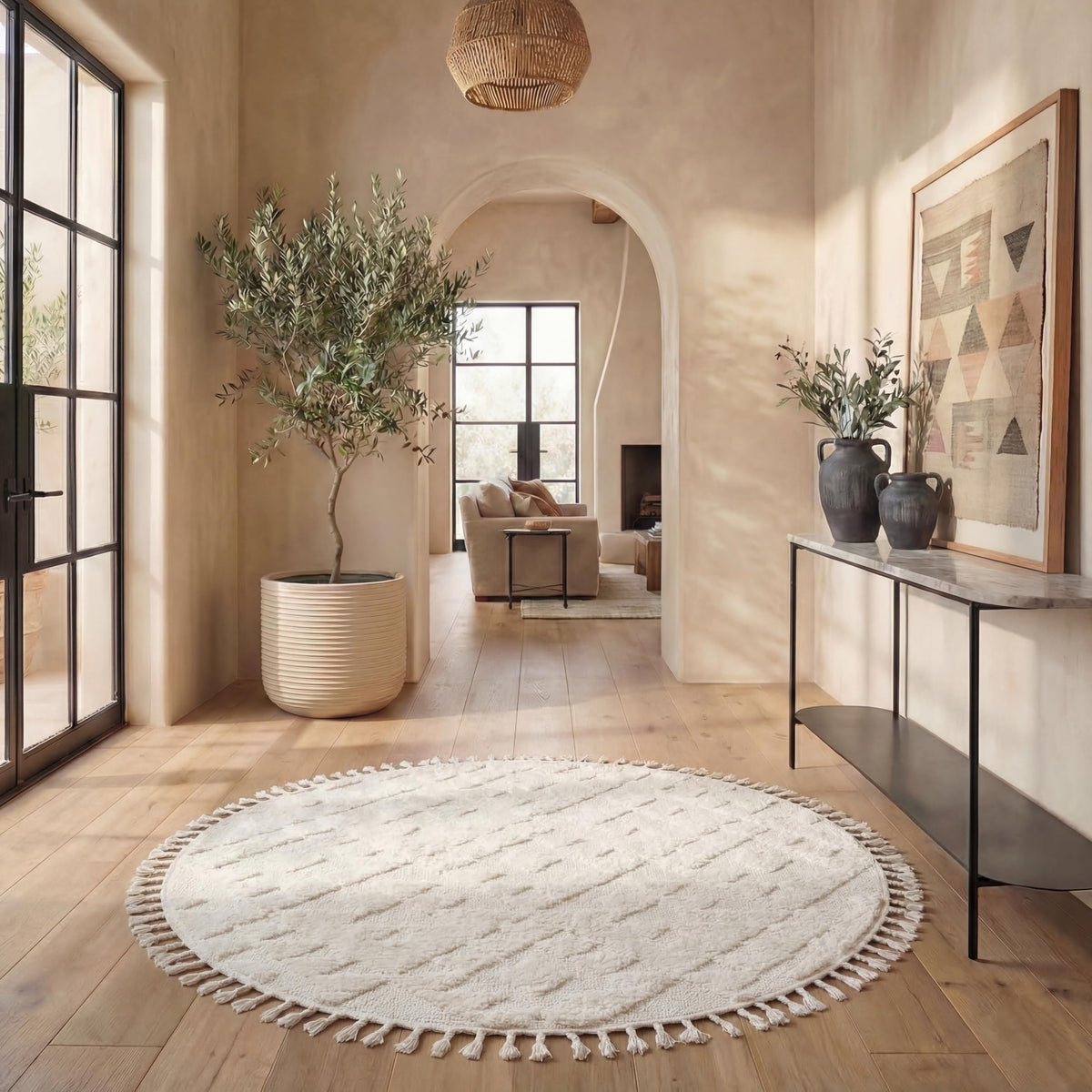 SAFAVIEH Moroccan Tassel Shag Rug 5'3"x7'6", Ivory & Brick Rust MTS688P