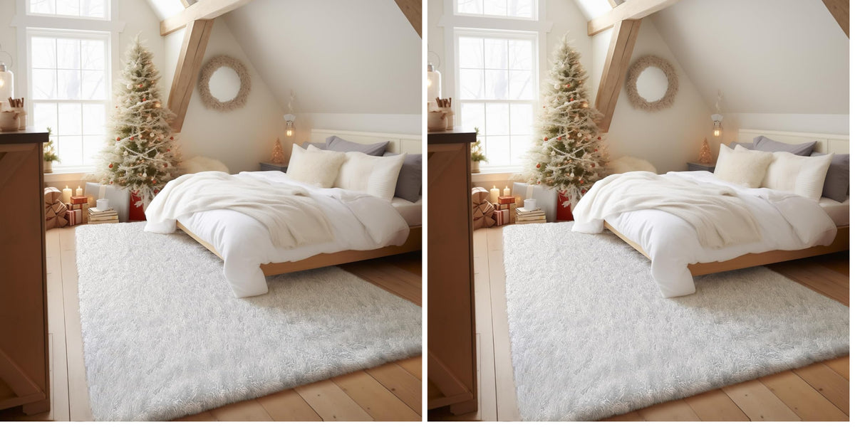 Ophanie 8x10 Area Rugs for Living Room, Washable Non-Slip Fluffy Soft Large Shag Bedroom Carpet, Ivory Big Indoor Nursery Rug, Carpets for Boy and Girls Room Dorm Decor with Over 99 pcs Pile fibers
