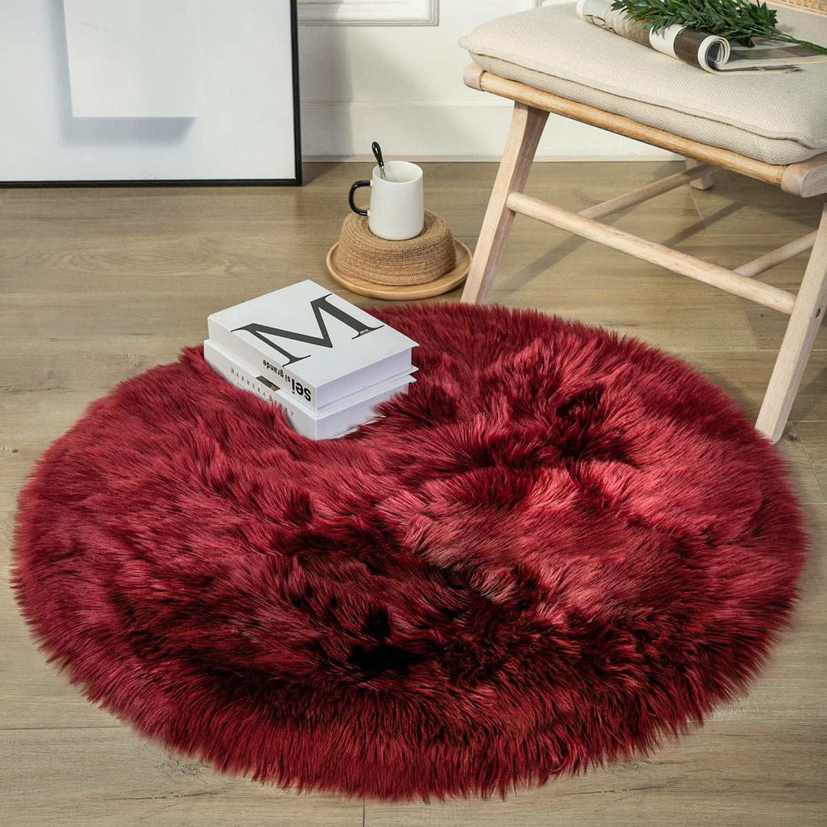 Ashler Faux Fur Rug, White, 2 x 6 Ft, Machine Washable