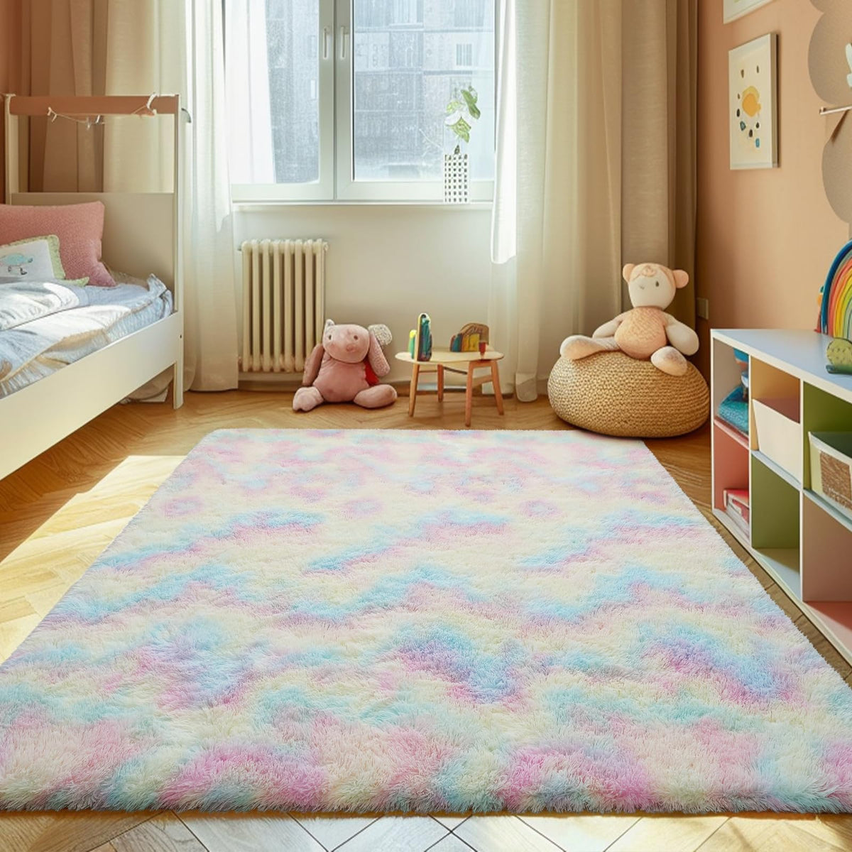 8x10 Fluffy Area Rugs for Living Room,Geometric Shag Area Rug for Bedroom