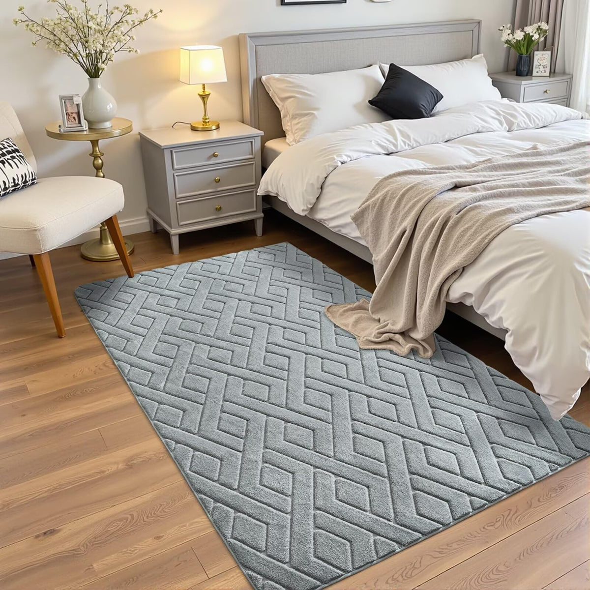 5x7 Black Fluffy Shag Area Rug for Living Room Bedroom
