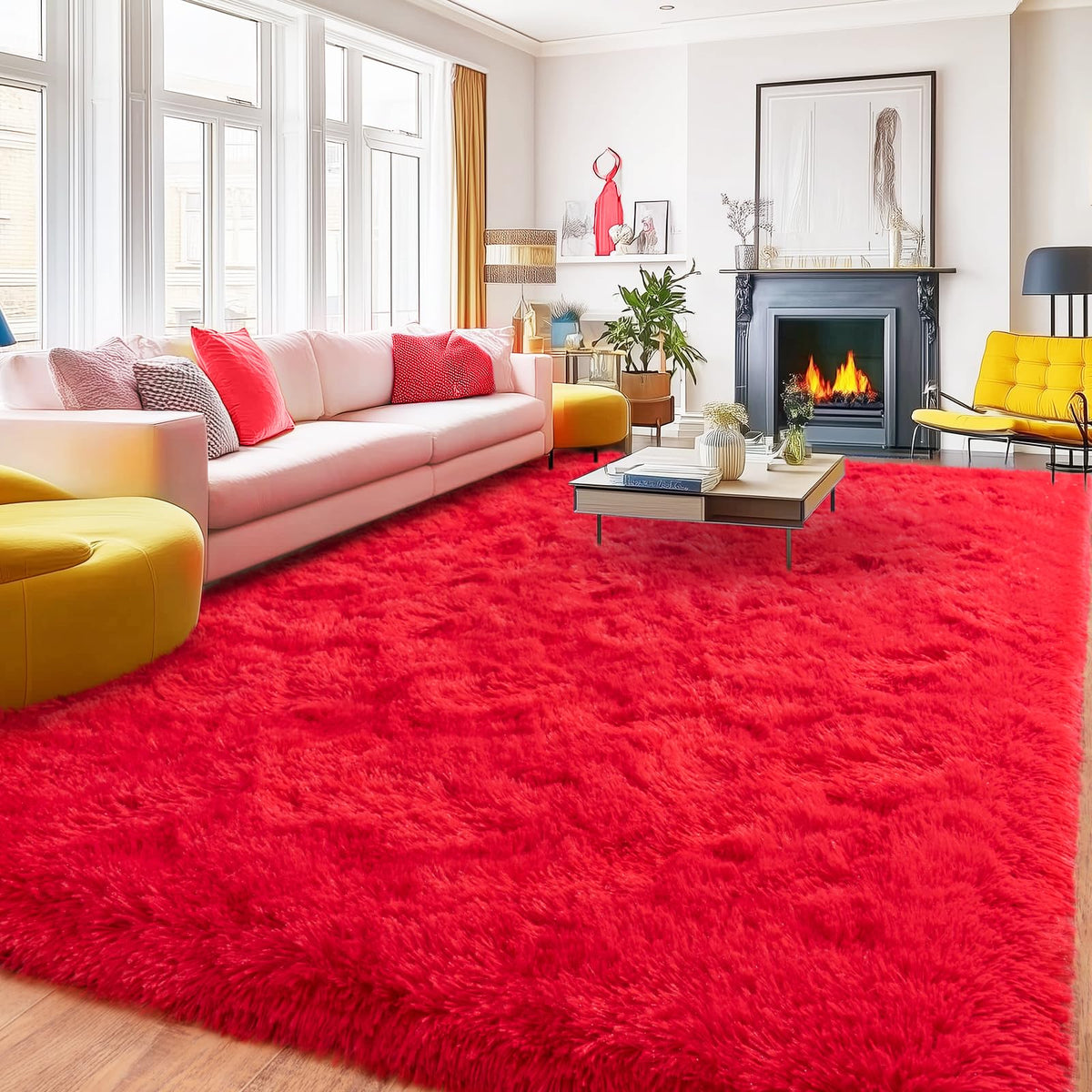 8x10 Shag Area Rug for Living Room, Fluffy Plush Rug Non-Slip Floor Carpet