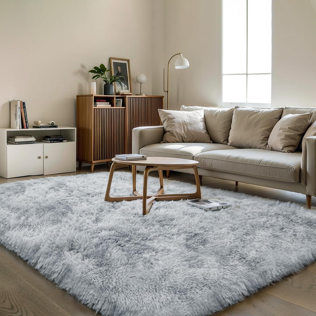 KICHOWUA 4x6 Fluffy Fuzzy Kids Shag Rainbow Rug for Girls Bedroom Playroom