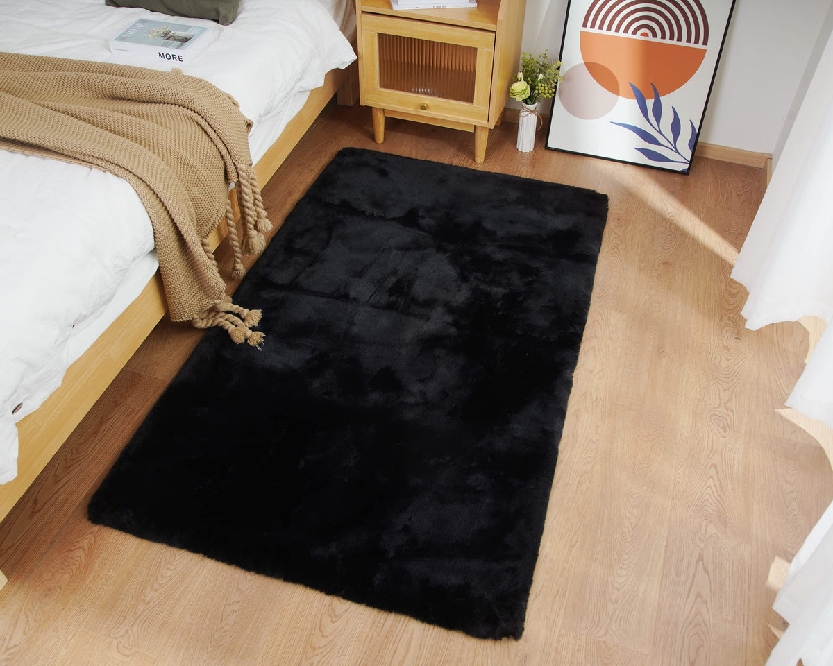Ghouse White 8x10 Area Rug Fluffy Faux Rabbit Fur Rug White Plush Shag Rug for Living Room Bedroom, Playing Room, Nursery Room