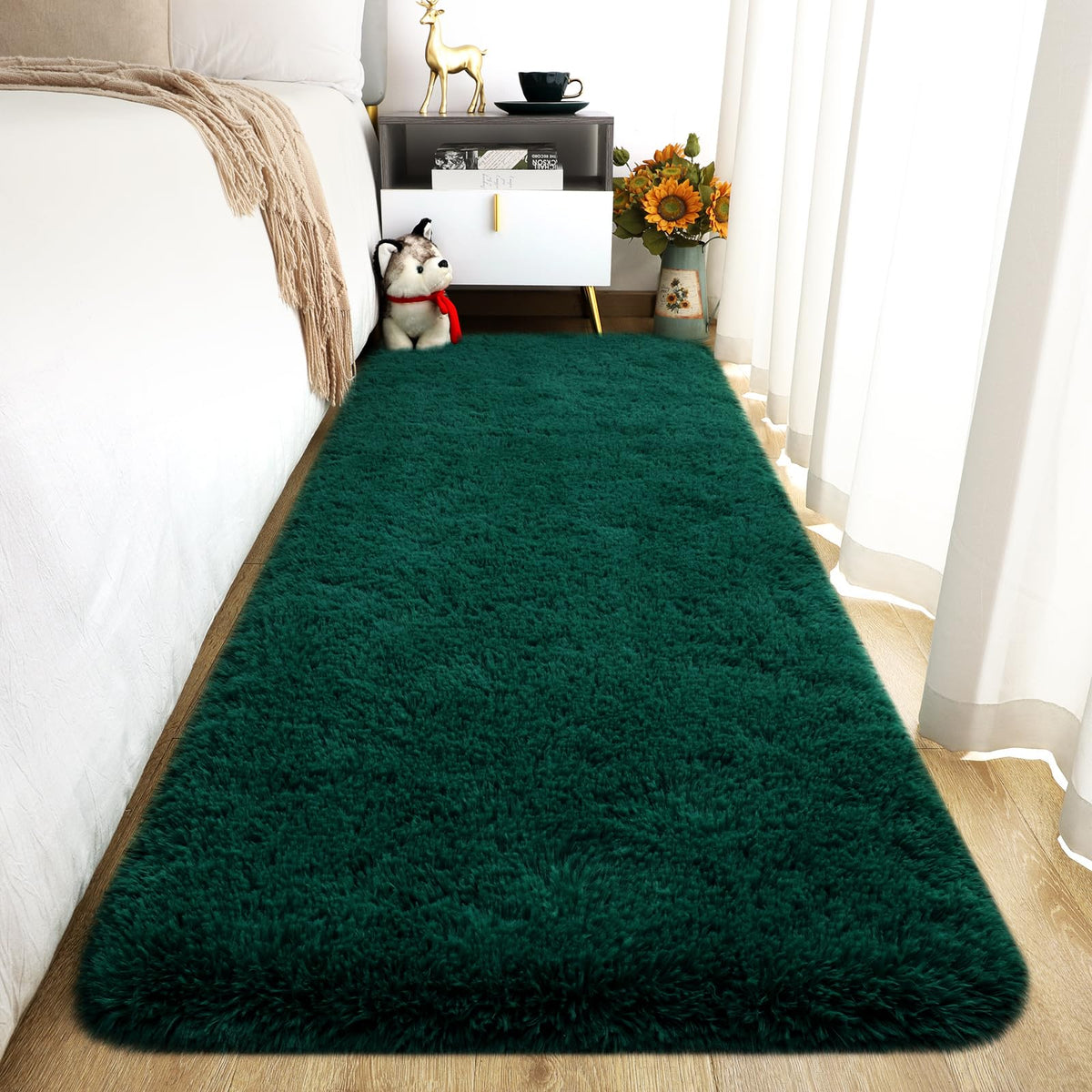 Merelax Soft Modern Indoor Large Shaggy Rug for Livingroom Bedroom Dorm Kids Room Home Decor, Non-Slip Plush Fluffy Furry Fur Area Rugs Comfy Nursery Accent Floor Carpet 9x12 Feet, Black