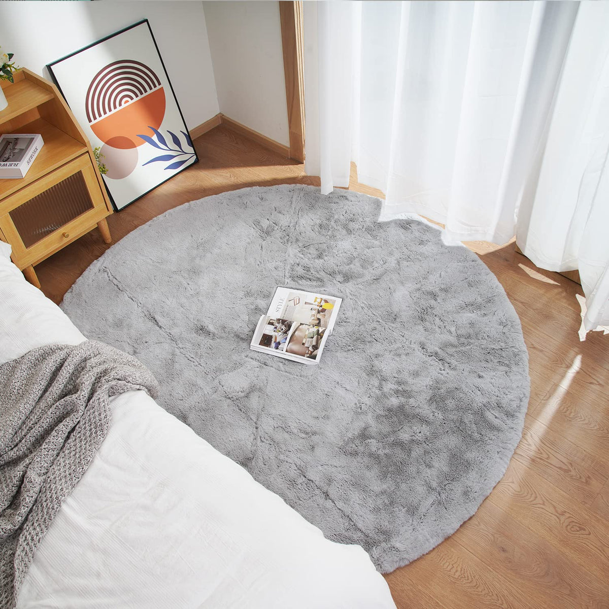 Ghouse White 8x10 Area Rug Fluffy Faux Rabbit Fur Rug White Plush Shag Rug for Living Room Bedroom, Playing Room, Nursery Room