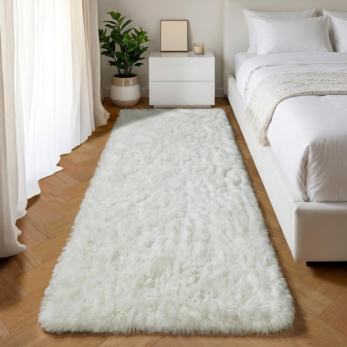Area Rugs for Living Room Bedroom, 5x8 Fluffy Tie-Dyed Light Grey Shag Rug
