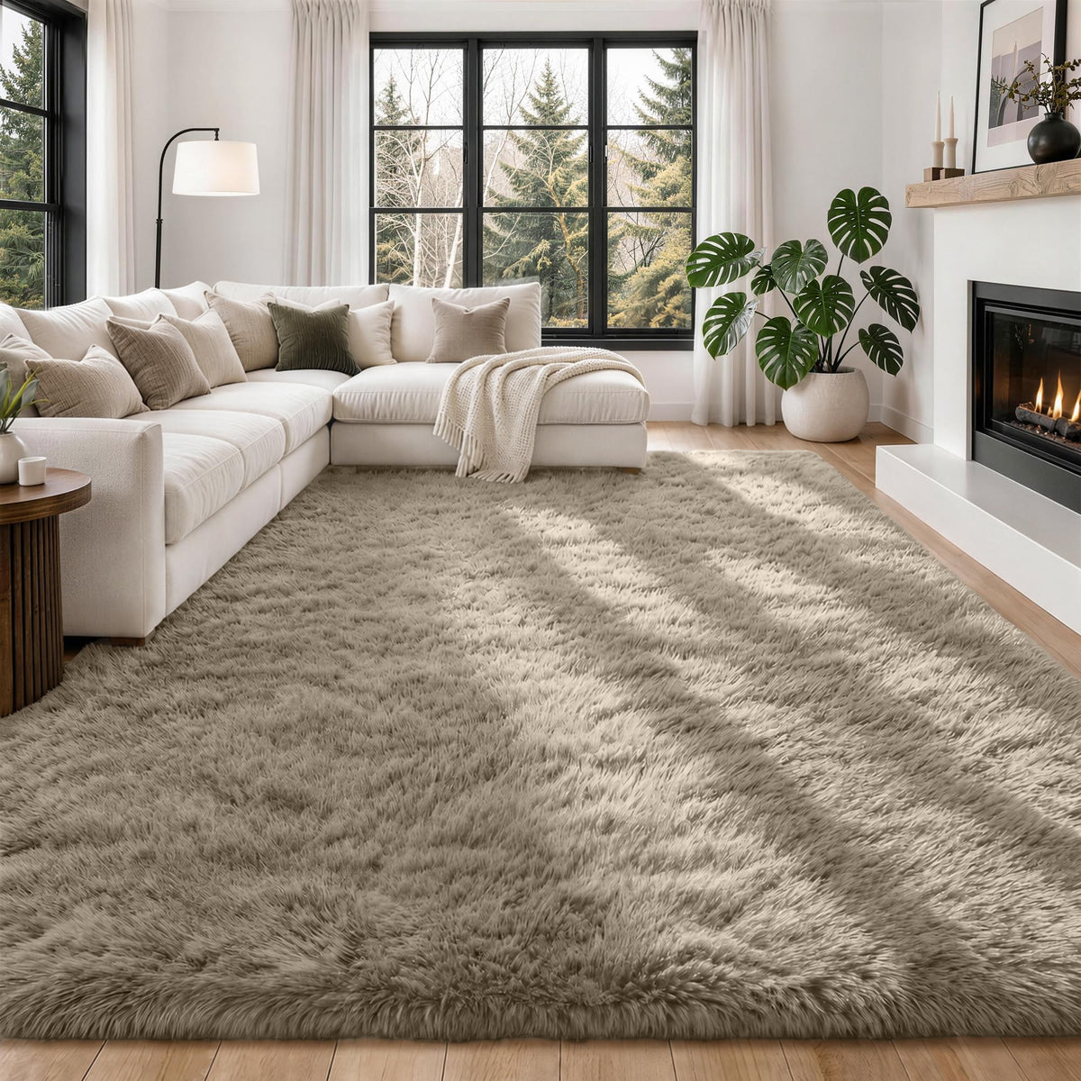 8x10 Area Rugs for Living Room Bedroom,Ultra Soft Fluffy Shag Rug Grey