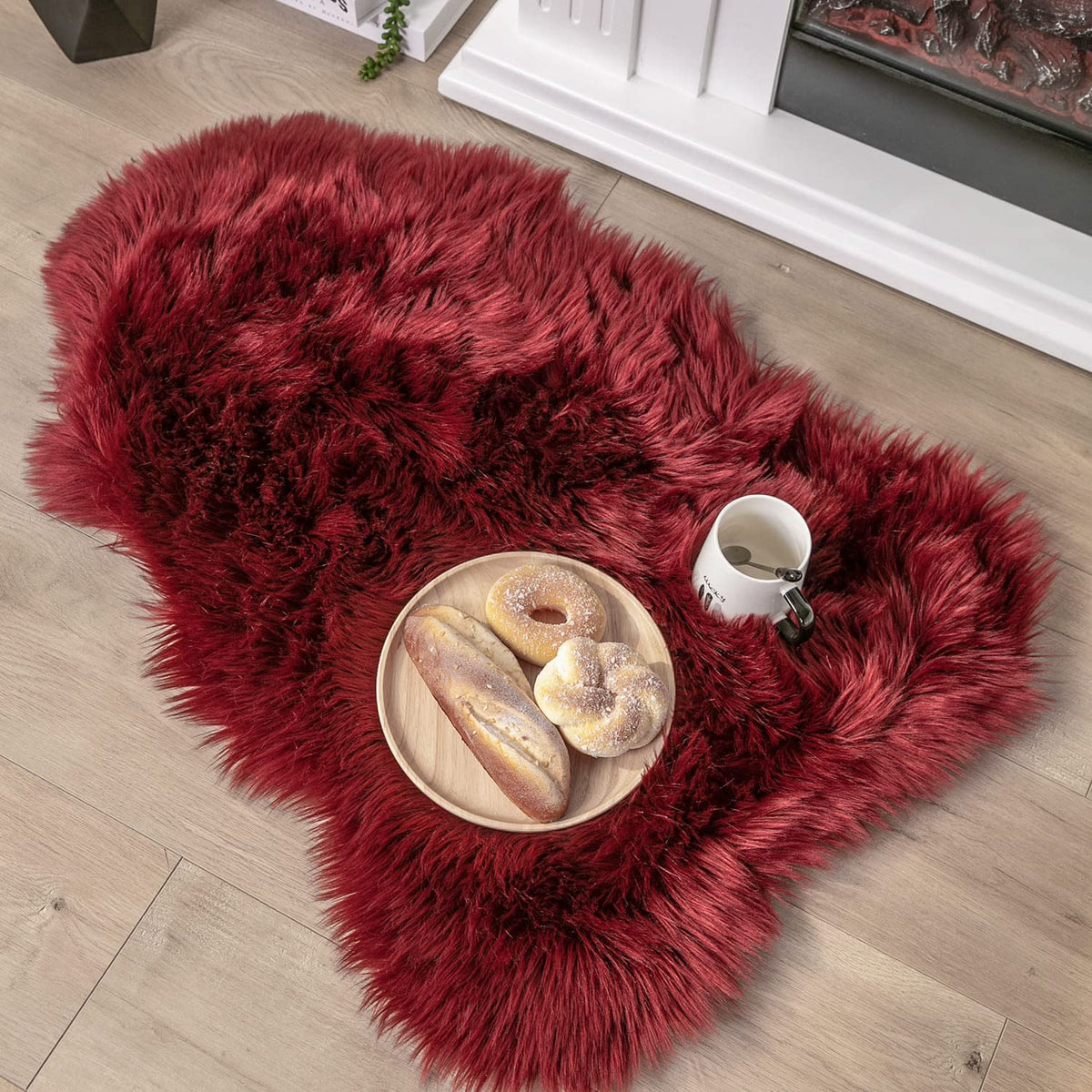 Ashler Faux Fur Rug, White, 2 x 6 Ft, Machine Washable