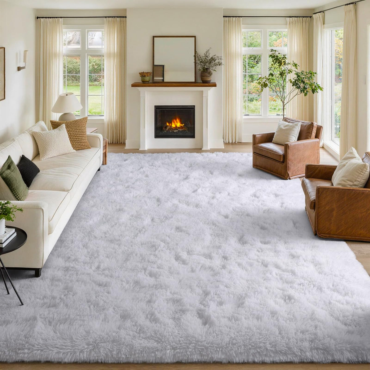 8x10 Area Rugs for Living Room Fluffy Carpet(Black)