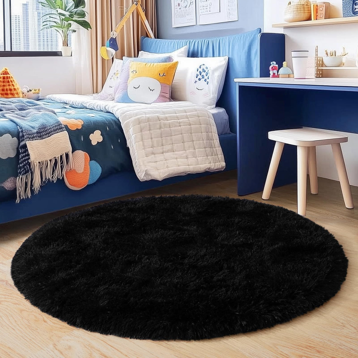 8x10 Area Rugs for Living Room, Ultra Soft Large Shag Black Bedroom Rug Upgrade Non-Slip Plush Modern Fluffy Carpet for Kids Boys Girls Room Home Decor Aesthetic