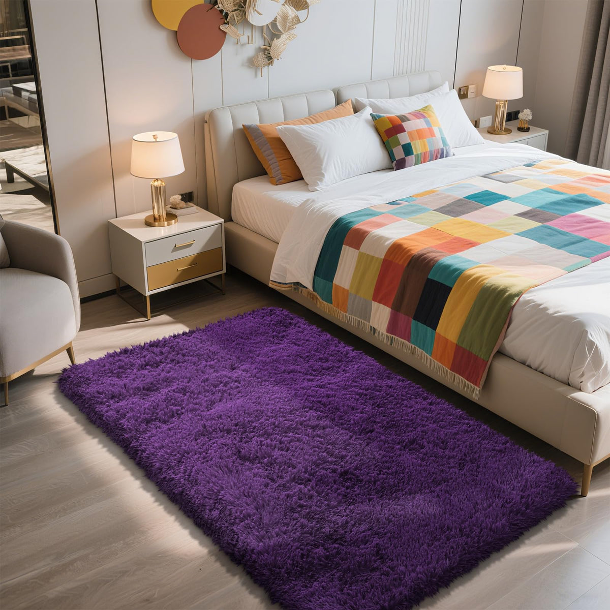 8x10 Fluffy Area Rugs for Living Room,Geometric Shag Area Rug for Bedroom